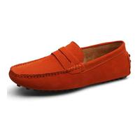 Jamron Herren Wildleder Penny Loafers Gemütlich Fahrende Schuhe Mokassin Slippers Orange 2088 UK7/EU41