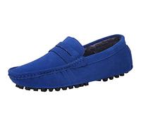 Jamron Herren Wildleder Penny Loafers Gemütlich Fahrende Schuhe Mokassin Slippers Plüsch Gefüttert Königsblau 2088-2 UK11.5/EU46.5