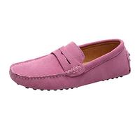 Jamron Herren Wildleder Penny Loafers Gemütlich Fahrende Schuhe Mokassin Slippers Rosa 2088 UK11/EU45.5