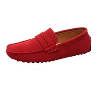 Jamron Herren Wildleder Penny Loafers Gemütlich Fahrende Schuhe Mokassin Slippers Rot 2088 UK7.5/EU41.5