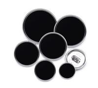 Jamsinmu 36PCS Metallknöpfe Rund Geformte Nähknöpfe Metall Flache Knöpfe Hemd Hose Knöpfe Runder JS169-Silver Black MIX