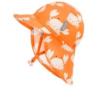 Jan & Jul Baby Sonnenhut mit Nackenschutz, atmungsaktive Strandkappe mit Bändchen für Schwimmen (Mürrische Krabbe, Größe M: 6-24 Monate)