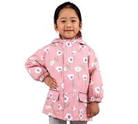 Jan & Jul Kinder Regenjacke für Kleinkinder Mädchen, Wasserdicht Fleece-gefütterte Jacke (Weiße Tulpe, 3 Jahre)