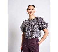 JAN 'N JUNE CROPPED ORGANIC COTTON BLOUSE OLMOS LEO PRINT leo print 3XL