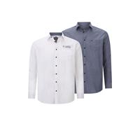 Langarmhemd JAN VANDERSTORM "Doppelpack Hemd ULFE", Herren, Gr. XL, blau (dunkelblau weiß), Obermaterial: 100% Baumwolle CO., Langarm, Hemden, in zwei Farben (58513239-XL) dunkelblau weiß