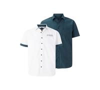 Kurzarmhemd JAN VANDERSTORM "Doppelpack Hemd EVIN", Herren, Gr. 4XL, blau (weiß petrol), Obermaterial: 100% Baumwolle CO., unifarben, comfort fit normal, Hemden (31460229-4XL) weiß petrol