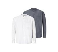 Langarmhemd JAN VANDERSTORM "Doppelpack Hemd HEIMIR" Gr. 7XL, weiß (weiß blau) Herren Hemden (29335943-7XL) weiß blau