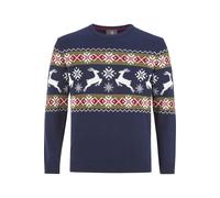 Rundhalspullover JAN VANDERSTORM "Pullover TORE", Herren, Gr. 4XL, blau (dunkelblau gemustert), Obermaterial: 50% Baumwolle CO. 50% Polyacryl PAN., gemustert, casual, normal, Rundhals, Langarm, Pullov