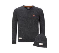 Kapuzenpullover JAN VANDERSTORM "Pullover mit Mütze RONAI" Gr. 5XL, grau (dunkelgrau melange) Herren Pullover (64512048-5XL) dunkelgrau melange