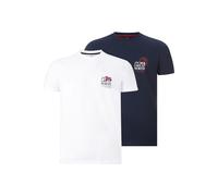 Rundhalsshirt JAN VANDERSTORM "Doppelpack T-Shirt ADEKE", Herren, Gr. 6XL, blau (weiß dunkelblau), casual, comfort fit normal, Rundhals, Kurzarm, Shirts, in zwei Farbvarianten (57189667-6XL) weiß dunk