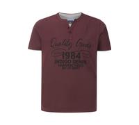 Jan Vanderstorm Comfort Fit T-Shirt Henleykragen dunkelrot, Bedruckt