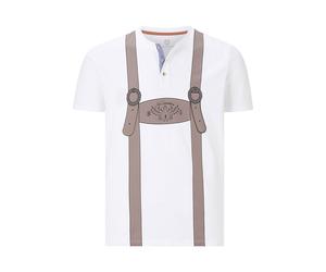 Jan Vanderstorm Comfort Fit T-Shirt Henleykragen weiss, Bedruckt