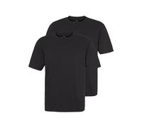 Jan Vanderstorm Comfort Fit T-Shirt Rundhals Doppelpack schwarz, Einfarbig