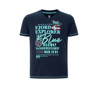Jan Vanderstorm Comfort Fit T-Shirt V-Ausschnitt dunkelblau, Bedruckt