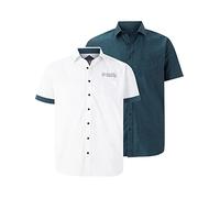 Kurzarmhemd JAN VANDERSTORM "Doppelpack Hemd EVIN" Gr. XXXL, blau (weiß petrol) Herren Hemden (31460229-XXXL) weiß petrol
