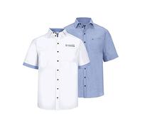Jan Vanderstorm Herren Doppelpack Hemd Evin 2er-Pack Kurzarmhemd | 100% Baumwolle | große Größen von L-7XL blau, L - 41/42