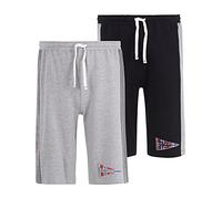 Jan Vanderstorm Herren Doppelpack Jogginghose Haral im Set, Sweat-Hose aus 100% Baumwolle, Kurze Shorts mit Taschen, Trainingshose ist erhältlich in großen Größen L-7XL grau, 2XL (XXL) - 60/62