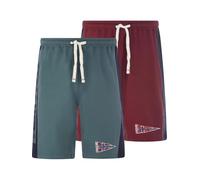 Jan Vanderstorm Herren Doppelpack Jogginghose Haral im Set, Sweat-Hose aus 100% Baumwolle, Kurze Shorts mit Taschen, Trainingshose ist erhältlich in großen Größen L-7XL dunkelrot, 2XL (XXL) - 60/62