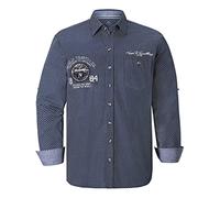 Jan Vanderstorm Herren Hemd Raiko Detailreiches Langarm-Hemd | Reine Baumwolle | Große Größen L-7xl dunkelblau, L - 41/42