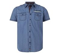 Jan Vanderstorm Herren Jeanshemd Lorensius Kurzarmhemd aus Denim mit Brusttaschen | Reine Baumwolle | Gr. L-7XL blau, 5XL (XXXXXL) - 51/52