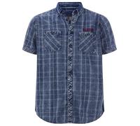 Jan Vanderstorm Herren Kurzarmhemd Kjeltan im Jeanshemd-Look, Denim-Stoff Hemd mit kurzem Ärmel, aus 100% Baumwolle, in großen Größen bis 7XL blau, 3XL (XXXL) - 47/48