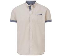 Jan Vanderstorm Herren Kurzarmhemd Milos in strukturierter Leinen-Optik | Button-Down-Kragen | kurzärmliges Chambray-Hemd aus 100% Baumwolle | große Größen L-7XL Hellbraun, L - 41/42