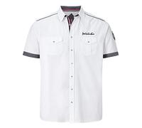 Jan Vanderstorm Herren Kurzarmhemd Skirnir | mit Kentkragen | Strukturstoff aus 100% Baumwolle | Hemd mit Schulterklappen | weiß | große Größen L-7XL