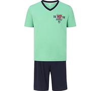 Jan Vanderstorm Herren Kurzer Schlafanzug Edin | Kurzer Pyjama mit Kontrast-V-Ausschnitt aus reiner Baumwolle, große Größen L-7XL, bequemer Comfort-Fit für Männer, Taschen