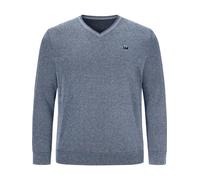 Strickpullover JAN VANDERSTORM "Pullover KEIMO", Herren, Gr. XXL, blau (blau melange), Obermaterial: 50% Baumwolle CO. 50% Polyacryl PAN., unifarben, normal, V-Ausschnitt, Pullover Strickpullover (459