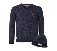 Kapuzenpullover JAN VANDERSTORM "Pullover mit Mütze RONAI" Gr. 4XL, blau (dunkelblau melange) Herren Pullover (45817430-4XL) dunkelblau melange