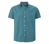 Jan Vanderstorm Herren Streifenhemd Perttu Kurzarmhemd | Reine Baumwolle | Größe L - 7XL Petrol, L - 41/42