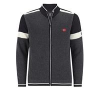 Jan Vanderstorm Herren Strickjacke Anve leicht, mit Reißverschluss und Stehkragen| Schwarz-meliert | Baumwoll-Mischung | große Größen L-7XL dunkelgrau, XL - 56/58