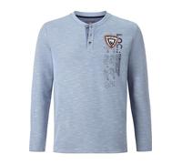 Jan Vanderstorm Herren Sweatshirt Reginald | Serafino-Ausschnitt mit Knöpfen | Reine Baumwolle | große Größen L-7XL hellblau, L - 52/54