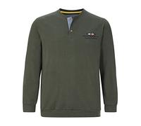 Jan Vanderstorm Herren Sweatshirt Viljar aus 100% Baumwolle | dünner Stoff mit Waffel-Struktur | Serafino-Shirt ohne Kragen Oliv, XL - 56/58