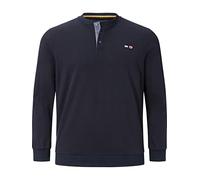Jan Vanderstorm Herren Sweatshirt Viljar aus 100% Baumwolle | dünner Stoff mit Waffel-Struktur | Serafino-Shirt ohne Kragen dunkelblau, XL - 56/58