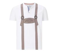 Jan Vanderstorm Comfort Fit T-Shirt Henleykragen weiss, Bedruckt