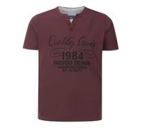 Jan Vanderstorm Herren T-Shirt Nante | Kurzarm, mit Serafino-Ausschnitt | Reine Baumwolle | große Größen L-7XL dunkelrot, 52/54