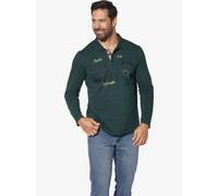 Jan Vanderstorm Comfort Fit Longsleeve Poloshirt dunkelgrün, Bedruckt