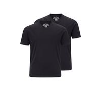 Jan Vanderstorm Regular Fit T-Shirt V-Ausschnitt Doppelpack schwarz, Einfarbig