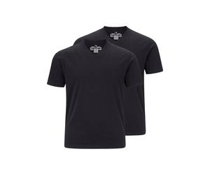 Jan Vanderstorm Regular Fit T-Shirt V-Ausschnitt Doppelpack schwarz, Einfarbig