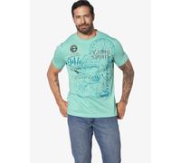 Rundhalsshirt JAN VANDERSTORM "T-Shirt DOMINIK", Herren, Gr. XXL, blau (türkis), Obermaterial: 100% Baumwolle CO., casual, comfort fit normal, Rundhals, Kurzarm, Shirts, mit Saumschlitzen (78740201-XX