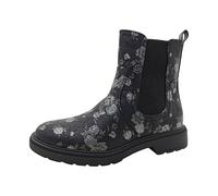 Jana Damen Chelsea Boots mit Blockabsatz Vegan, Mehrfarbig (Black/Flower), 39 EU