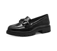 TAMARIS Comfort Damen Slipper aus Leder Elegant, Schwarz (Bottle Patent), 38 EU