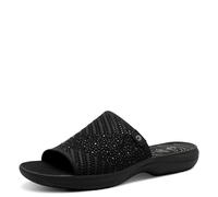 Jana Coshy Damen Pantoletten Sommer Bequem, Schwarz (Black), 39 EU