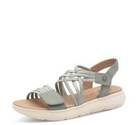 Jana Coshy Damen Sandalen flach mit Klettverschluss Vegan, Blau (Denim), 38 EU