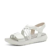 Jana Coshy Damen Sandalen flach mit Klettverschluss Vegan, Silber (White/Silver), 38 EU