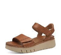 Tamaris Comfort Damen Sandalen flach aus Leder Plateau, Braun (Nut), 38 EU
