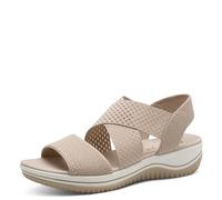 Jana Coshy Damen Sandalen flach Elastisch Vegan, Mehrfarbig (Beige/Gold), 42 EU