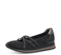 Jana Damen Ballerinas mit Riemen Vegan, Schwarz (Black/Pewter), 37 EU