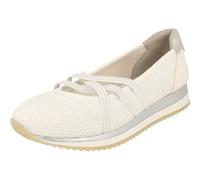 Jana Damen Ballerinas mit Riemen Vegan, Weiß (White/Silver), 37 EU